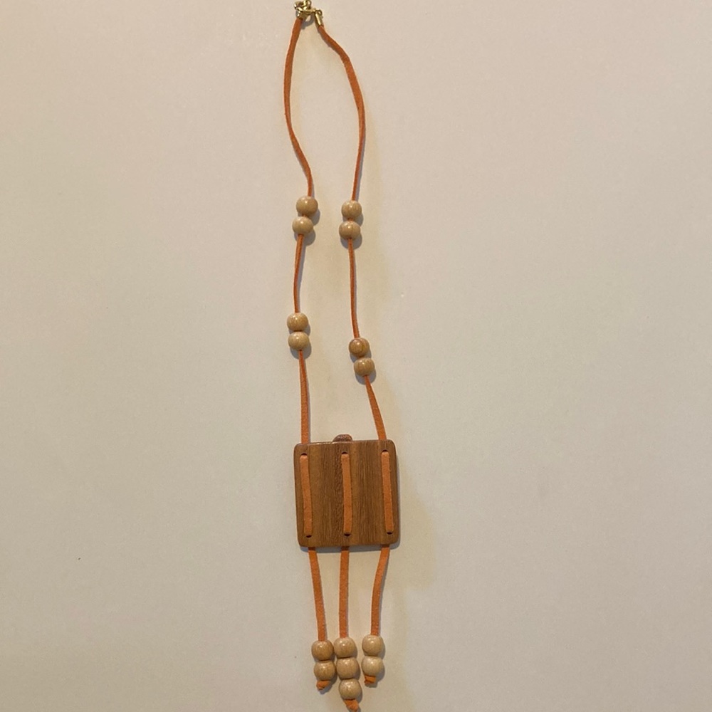 Wood Necklace, Orange and brown